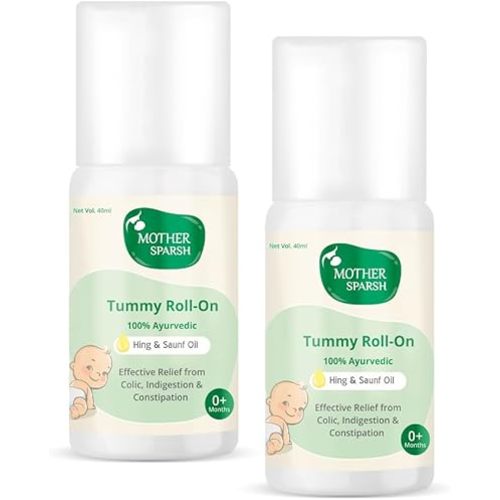 Mother Sparsh Tummy Roll On for Baby, Colic Relief and Digestion, Ayurvedic, Hing & Saunf, 40ml (Pack of 2)