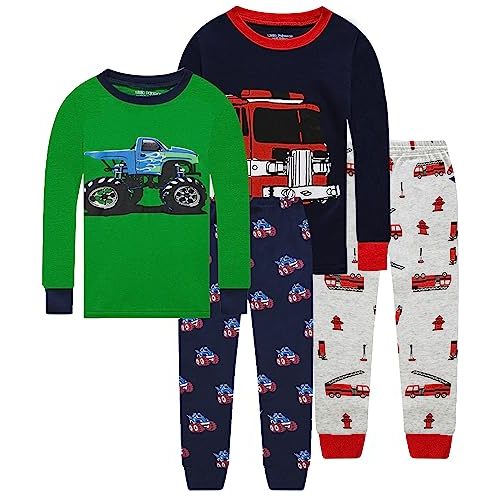 Dolphin&Fish Boys Pajamas 4Piece Toddler Kids Pjs Sets Cotton Toddler Clothes Sleepwears