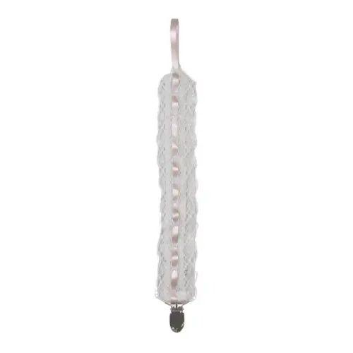 Legacy Pacifier Clip - Legacy White, Blessings Pink Ribbon