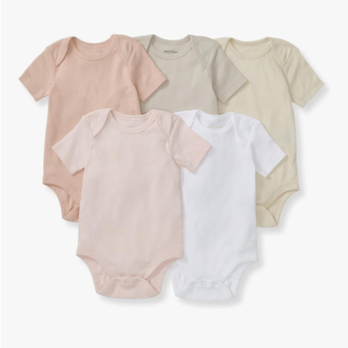 Burt's Bees Baby Bodysuits, Short Sleeve and Long Sleeve One-Pieces, 100% Organic Cotton, Pack of 5