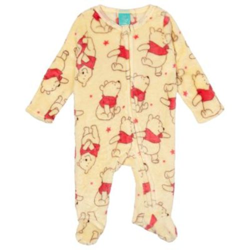 Disney Winnie the Pooh Baby Boy or Girl Zip-Up Allover Print Sleep N' Play Coverall Cream Pink 0-3 Months