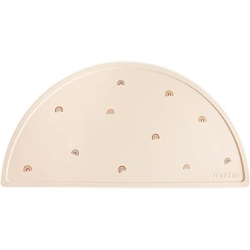mushie Silicone Placemat for Kids | BPA-Free Non-Slip Design (Rainbows)