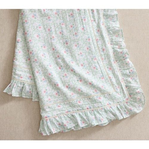 Hill House Home Clematis Scallop Floral Oversized Organic Muslin Baby Blanket