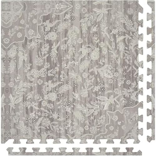 Baby Play Mat – 4x6 Emile Grey – Set of 6 Tiles – Cushioned EVA Foam Play Mat for Floor, Soft Interlocking Baby Crawling Mats for Hard Floors