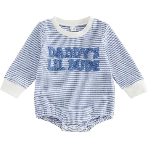 Bonangber Baby Boy Bubble Romper Daddys/Mamas Lil Dude Color Block Short Sleeve Oversized Bodysuit Newborn Summer Outfit