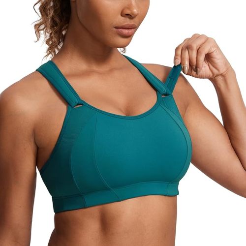 SYROKAN Women's Sports Bra Front Adjustable High Impact Support Padded Wireless Racerback Plus Size Running Bra