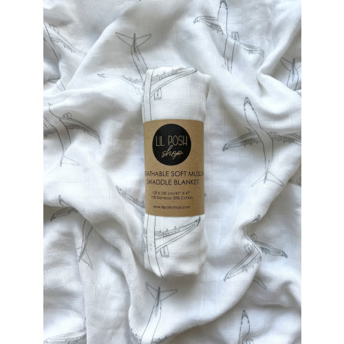 Boeing 737 Blueprint Muslin Swaddle/Blanket