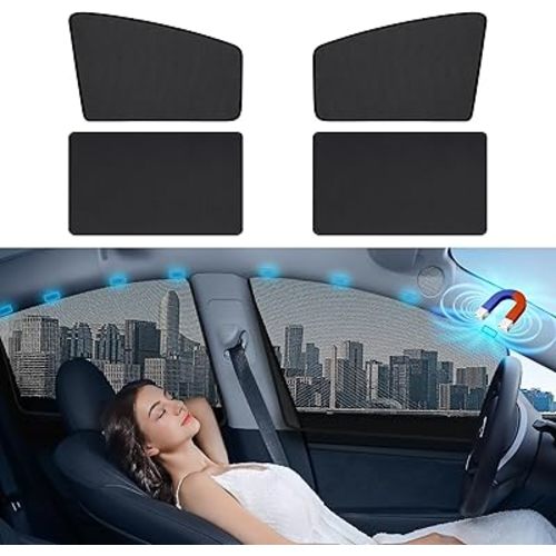 Aokway Magnetic Car Window Shades, Mesh Window Covers for Camping, UV Protection Car Curtains for Front & Rear Sunshade for car Window Baby, Universal Fit for Baby & Drivers (4Pcs)