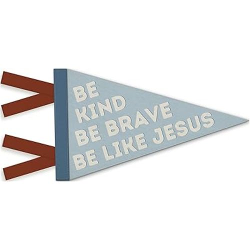 Christian Nursery Decor, Be Kind Brave Be Like Jesus Pennant Felt Banners Flags, Inspirational Bible Verse Wall Hanging Decor for Toddler Boys Room Classroom Bedroom Playroom