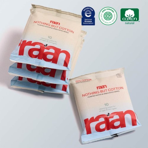UNBLEACHED, 100% COTTON WATER WIPES. 10 COUNT TRAVEL PACKS – raan