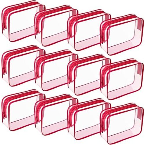 Weewooday 12 Pieces Clear Makeup Bags Cosmetic Storage Bags PVC Zipper Pouches Travel Waterproof Makeup Plastic Case for Women Organizing Toiletries Traveling Bathroom