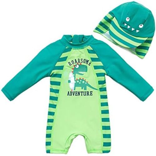 upandfast Baby/Toddler Swimsuit UPF 50+ Sun Protection One Piece Zipper Bathing Suit with Sun Hat Infant Beach Swimwear