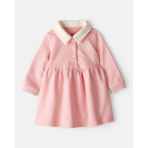 Baby Girl Polo Collared Cotton Dress - Pink - Carter's | Carter's