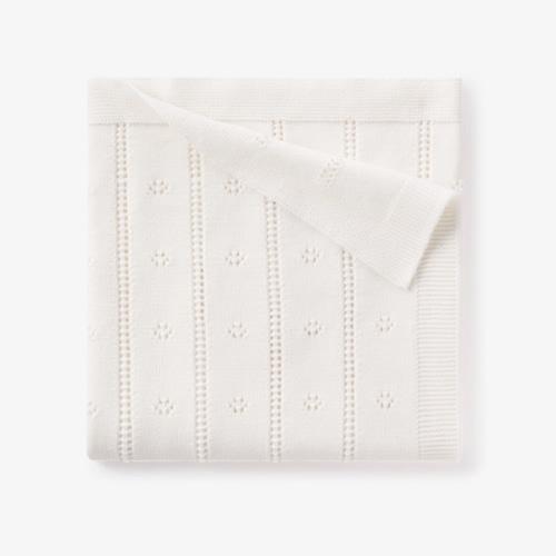 Cream Pointelle Knit Baby Blanket