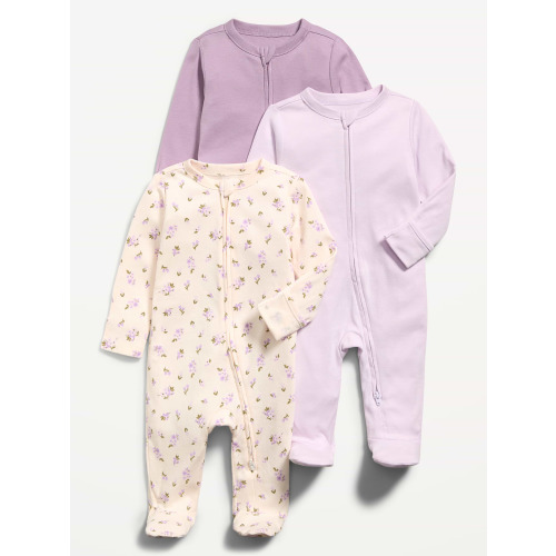 2-Way-Zip Sleep & Play Footed One-Piece 3-Pack for Baby