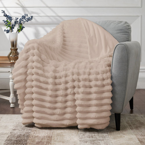 CBCHome Jumbo Velvet Plush Wide Ribbed Throw Blanket - Super Soft, Warm, Cozy Fluffy Throw for Couch, Bed, Sofa - All Season Décor & Reviews | Wayfair