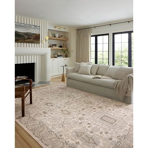 Loloi Teagan Collection TEA-03 Ivory/Sand 7'-11" x 10'-6" Area Rug, Large, Soft Neutral Rug, High-Traffic for Living Room, Bedroom, Home Office, Dining Area
