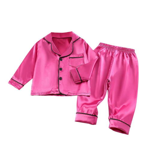 vdgthytj Toddler Baby Girl Boy Satin Silk Pajamas 2 Piece Long Sleeve Button down Shirts and Pants Sets Sleepwear