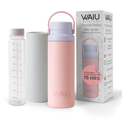 Portable Breast Milk Cooler – Keeps Milk Cold Up to 15 Hours, Triple-Wall Vacuum Insulated Stainless Steel with Storage Bottle & Ice Pack, TSA Approved, Travel-Friendly, 9oz (270ml)