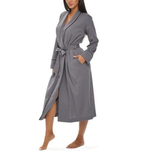 ADR Womens Soft Cotton Knit Jersey Lounge Robe with Pockets, Long Bathrobe