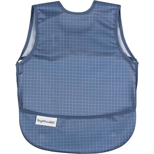 Tiny Twinkle Mess Proof Baby Bib for Girls | Waterproof Toddler Bib for Eating | Baby Apron for Feeding | Machine Washable | Perfect Shower Gift (Grid, 6–24M)
