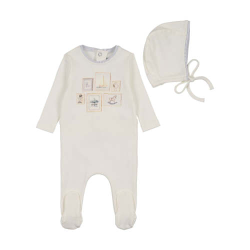 Chalk White Boys Gallery Footie/Bonnet