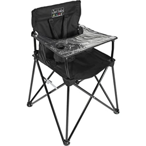 ciao! baby Portable High Chair for Babies and Toddlers, Compact Folding Travel High Chair with Carry Bag for Outdoor Camping, Picnics, Beach Days, and More (Black)