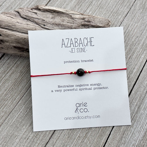 Genuine Azabache Jet Stone Bracelet: Red String Protection Bracelet