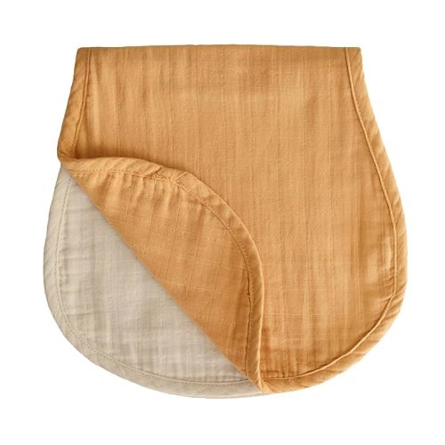 mushie Muslin Baby Burp Cloths | 100% Organic Cotton, Set of 2 (Fall Yellow/Fog)