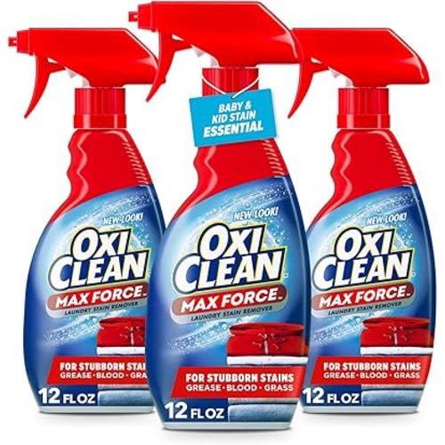 OxiClean Max Force Laundry Stain Remover Spray, Newborn & Baby Essentials, Stain Treater, 12 fl oz, 3-Pack