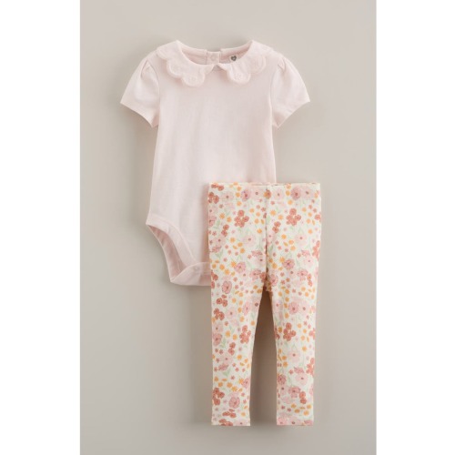 Ruffle Embroidered Collar Bodysuit & Leggings