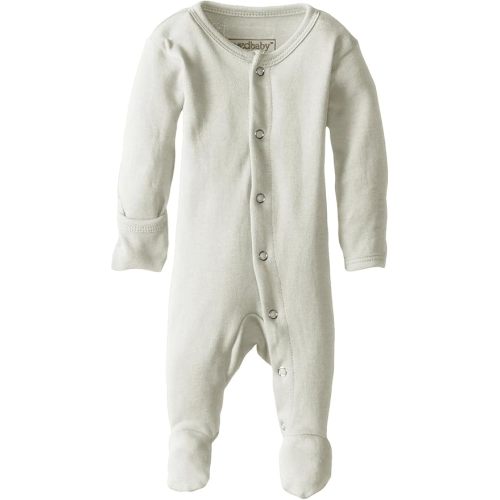 L'ovedbaby Baby Girls Organic Snap One-Piece Footies, Stone, 3-6 Months US