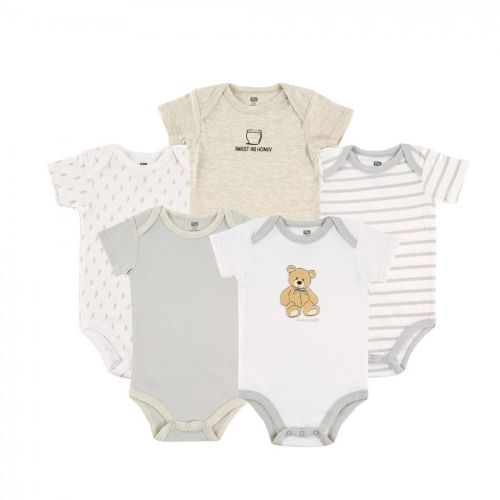 Hudson Baby Short Sleeve Bodysuits, 5-Pack, Newborn- 24 Months