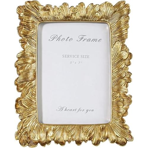 5x7 Vintage Picture Frames, Picture Frame for Table Top Display and Wall Hanging Home Decor (Gold, 5x7 Inch)