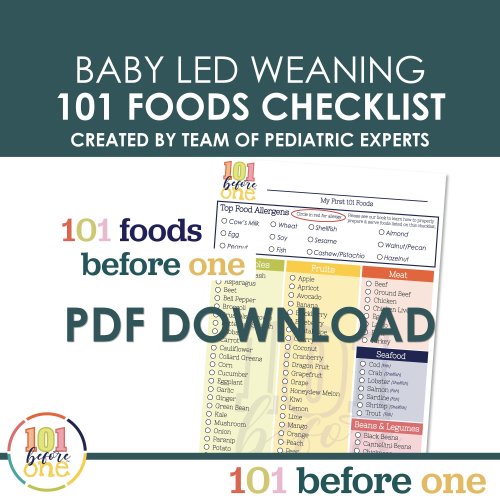 101 Food Checklist PDF Download for Baby Led Weaning from 101 before one