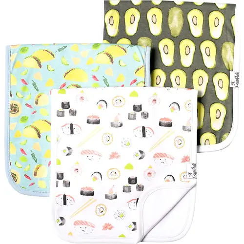 Copper Pearl Baby Burp Cloth Large 21''x10'' Size Premium Absorbent Triple Layer 3-Pack Gift Set “Baja