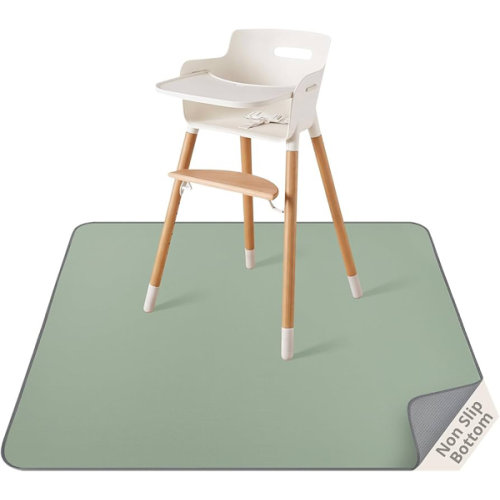 Amazon.com: Blissful Diary Baby Splat Mat for Under High Chair, 50.4 x 50.4 Inch Wipeable Splash Mat, Waterproof and Washable, Anti-Slip Floor Protector, Sage Green