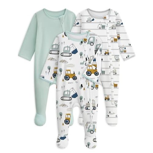 Unnivoll Baby Pajamas 100% Cotton Baby Sleepers for Newborn 0-3 3-6 6-9 Months 3Pcs Footie Pajamas Baby Boys Girls Clothes
