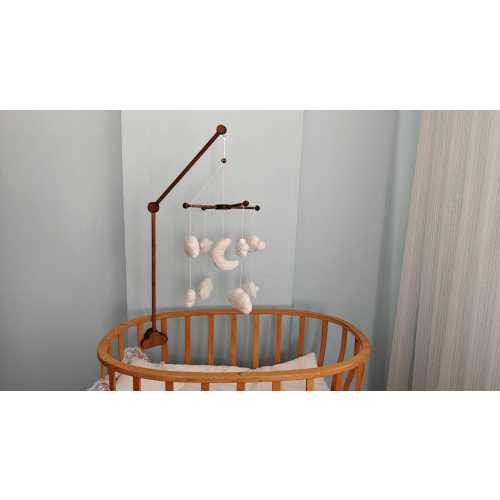 Natural Wood Baby Crib Mobile Hanger Arm: Universal Fit Color: WALNUT