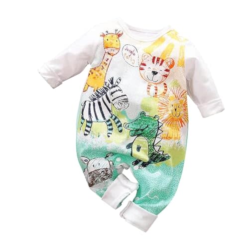 Aoswep - Cute Giraffe + Zebra With Floral Print Long Sleeve Baby Girl Clothes White Jumpsuit baby girl bodysuit