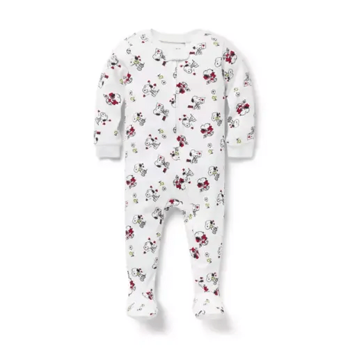 Baby White Peanuts Valentine Baby Good Night Footed Pajama In Peanuts Valentine by Janie and Jack