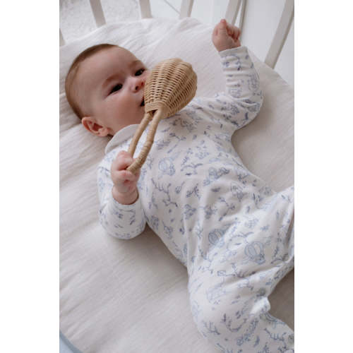 Footed Onesie - Toile De Jouy/Blue