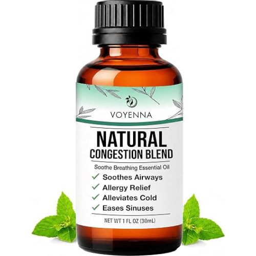 Essential Oil Breathe Blend for Diffuser, Humidifier, Aromatherapy & Rub with Peppermint & Eucalyptus Oils | for Headache, Allergy & Congestion