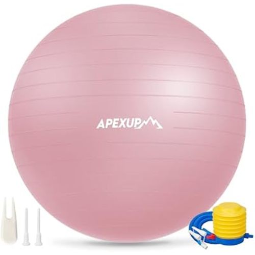 APEXUP Yoga Ball, 660 lbs Anti-Burst Exercise Ball with Pump, 5 Sizes