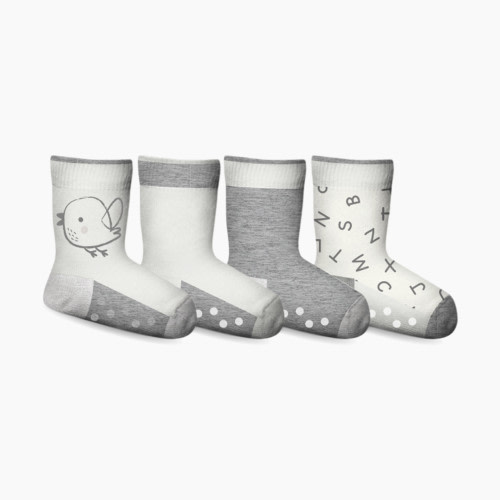 Snugabye Dream Crew Socks (4-Pack) - Grey, 0-12M