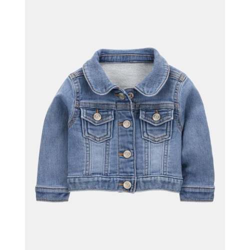 Baby Girl Denim Knit-Like Jacket - Medium Wash