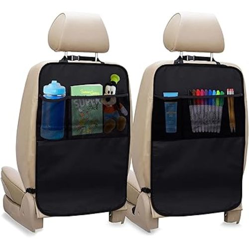 EcoNour Car Kick Mats Back Seat Protector (2 Pack) | Durable Car Seat Protector for Kids with Storage Pockets, Protection from Dirt, Mud and Scratches | Car Seat Protector for Vehicle Back Seat