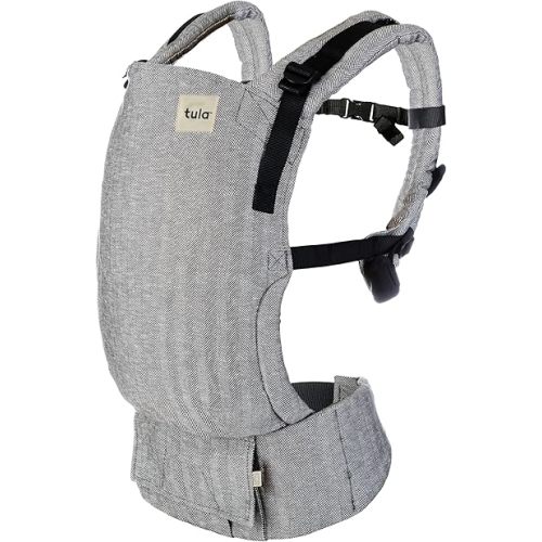 Baby Tula Linen Panel Free-to-Grow Baby Carrier - Adjustable, Comfortable, Newborn to Toddler Carrier - Ergonomic Fit for 7lbs to 45lbs - Plant-Based Fabric - Back & Front Carry Options - Ash