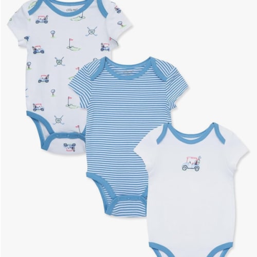 Little Me Clothes for Baby 3-Pack 100% Cotton Scratch Free Tag Bodysuits, Newborn to 9 Months
