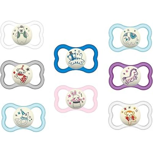 MAM Air Day & Night 8 Count Baby Pacifier, for Sensitive Skin, Glows in The Dark, 6-16 Months, Unisex Baby, Value Pack